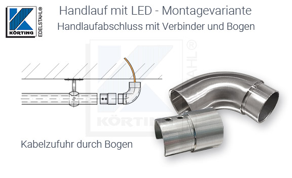 Handlaufabschluss mit Rohrverbinder und Rohrbogen