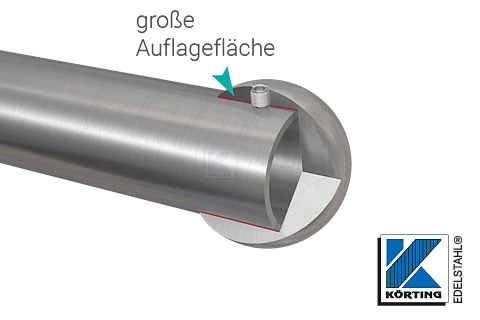 Rohrabschlusskugel massiv - große Auflagefläche, wird mit Gewindestift gesichert