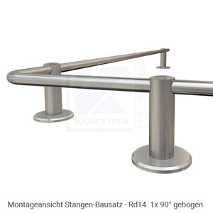 Edelstahl-Vorhangstange ø14 mm, Bausatz gebogen mit Halter 639-007-14