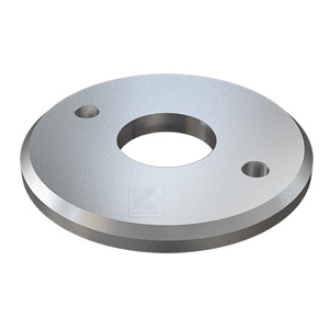 Edelstahl Ronde 125x10 mm mit 45° - Fase, zum rückseitigen Verschweißen von Rohr 42,4 mm mit 3 Langlöchern zur einfachen Montage mit Gewindestangen M10 Edelstahl Ronde 125x10 mm mit 45° - Fase, zum rückseitigen Verschweißen von Rohr 42,4 mm mit 3 Langlöchern zur einfachen Montage mit Gewindestangen M10