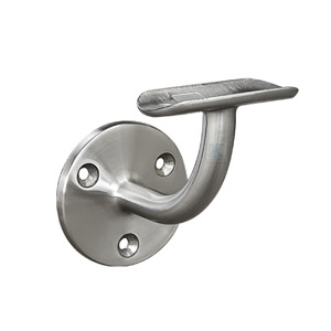 Handlaufhalter aus Edelstahl - Guss mit 3 Löchern, gebogen mit Anschraubplatte Handlaufhalter aus Edelstahl - Guss mit 3 Löchern, gebogen mit Anschraubplatte