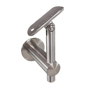 Edelstahl Handlaufhalter, höhenverstellbar mit Gelenk und Anschraubplatte für Rohr 42,4 mm
