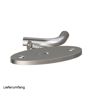 Handlaufhalter Edelstahl gebogen, Wandplatte oval, Lieferumfang Handlaufhalter Edelstahl gebogen, Wandplatte oval, Lieferumfang