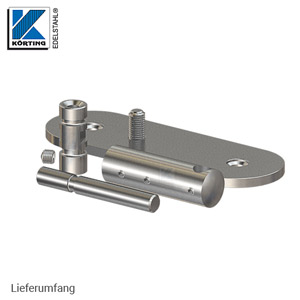 Handlaufhalter für Handlauf aus Edelstahl, D25 mit Handlaufaufträger Rd14 und langer Wandplatte - Lieferumfang Handlaufhalter für Handlauf aus Edelstahl, D25 mit Handlaufaufträger Rd14 und langer Wandplatte - Lieferumfang