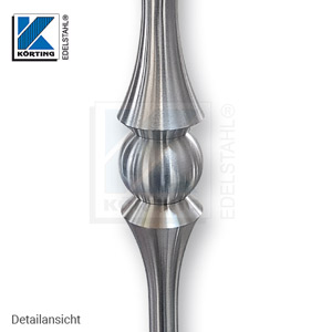 Detailansicht: Edelstahl Zierstab mit einer Edelstahlkugel ø30 mm