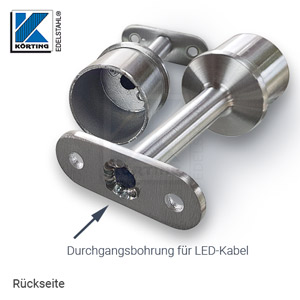 Ansicht von oben/unten - Handlaufstütze mit Loch für LED-Kabel