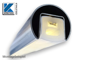 LED-Profil 24x24 mm im Nutrohr 42,4x1,5 mm - Schnittdarstellung