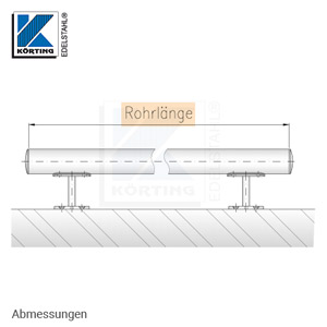 Edelstahl Handlauf Bausatz - aus Rohr ø 42,4x2,0 mm und Handlaufhalter 641-101-14 - Abmessungen