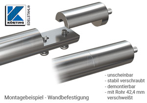 Rohrverschraubung aus Edelstahl zur unsichtbaren Wandmontage eine Handlaufrohres 42,4 mm Rohrverschraubung aus Edelstahl zur unsichtbaren Wandmontage eine Handlaufrohres 42,4 mm