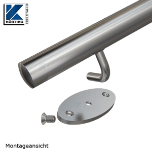 Handlaufhalter Edelstahl, die ovale Wandplatte wird mit dem gebogenem Rundstahl verschraubt Handlaufhalter Edelstahl, die ovale Wandplatte wird mit dem gebogenem Rundstahl verschraubt