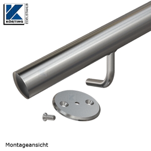 Handlaufhalter Edelstahl, die Ronde 86 mm wird mit dem gebogenem Rundstahl verschraubt Handlaufhalter Edelstahl, die Ronde 86 mm wird mit dem gebogenem Rundstahl verschraubt