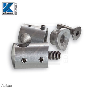 Stabhalter aus Aluminium - geschliffen - Ober- u. Unterteil, M5x5, M8x25 Stabhalter aus Aluminium - geschliffen - Ober- u. Unterteil, M5x5, M8x25