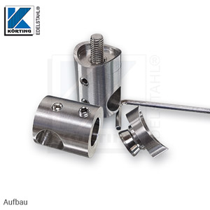 Edelstahl Stabhalter - 2-teilger Aufbau - 2x M5 Stiftschrauben Edelstahl Stabhalter - 2-teilger Aufbau - 2x M5 Stiftschrauben