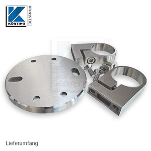 Wandanker ø120x10 mm mit 2 Rohrklemmen und 4 Senkschrauben