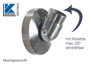 Wandanschluss - Ronde mit Gelenk - mit Rosette Verdrehung nur 55° möglich Wandanschluss - Ronde mit Gelenk - mit Rosette Verdrehung nur 55° möglich