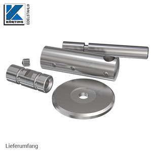 Handlaufhalter mit langen stabilen Innenteil, Ronde und Handlaufträger zum Anschweißen - Lieferumfang Handlaufhalter mit langen stabilen Innenteil, Ronde und Handlaufträger zum Anschweißen - Lieferumfang
