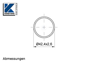 Edelstahlrohr 42,4x2,6 mm Werkstoff 1.4571 Korn 600 geschliffen in 6 Meter - Längen oder Zuschnitt auf Maß