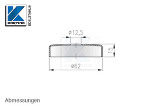 Edelstahl Abdeckrosette 62x15 mm mit Loch 12 mm - Abmessungen