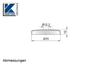 Edelstahlrosette 70x12 mm für Handlaufhalter - Abmessungen