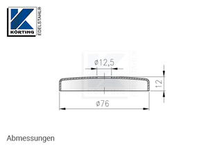 Abdeckrosette 76x12 mm mit Loch 12,5 mm - Abmessungen