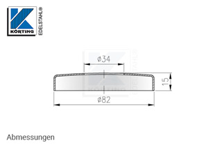 Edelstahl Abdeckrosette 82x15 mm mit Loch 34mm - Abmessungen