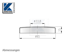 Edelstahl Abdeckrosette 85x15 mm mit Loch 33,8 mm - Abmessungen Edelstahl Abdeckrosette 85x15 mm mit Loch 33,8 mm - Abmessungen
