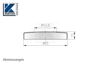 Edelstahl Abdeckrosette 85x15 mm mit Loch 42,6 mm - Abmessungen