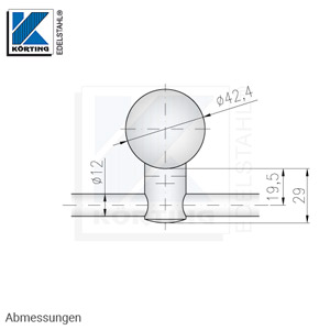 Stabhalter - Abmessungen - für Rohr ø42,4 mm+Rd ø12 mm Stabhalter - Abmessungen - für Rohr ø42,4 mm+Rd ø12 mm