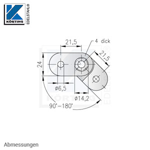 Anschraubplatte flach - regulierbar 90°-180° - Abmessungen Anschraubplatte flach - regulierbar 90°-180° - Abmessungen
