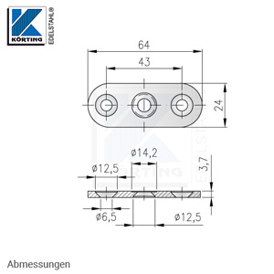 Abmessungen der flachen Anschraubplatte mit Senkbohrungen