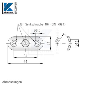 Anschraubplatte aus Edelstahl mit Senkbohrungen - Abmessungen