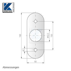 Edelstahl Wandplatte 160x60x10 mm - Abmessungen