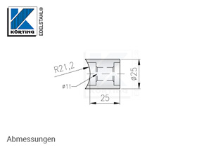 Distanzstück massiv, Länge 25 mm für Rohr 42,4 mm mit Durchgangsbohrung 11 mm - Abmessungen