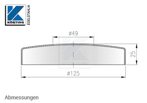 Abmessungen Edelstahl Abdeckrosette 125x25 mm mit Loch 42,6 mm