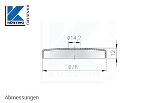 Abdeckrosette 76x12 mm mit Loch 14 mm - Abmessungen
