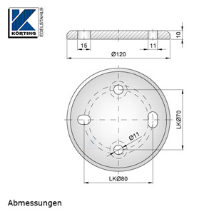 Abmessungen Edelstahl Ronde ø120x10 mm