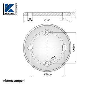 Abmessungen Edelstahl Ronde ø140x10 mm