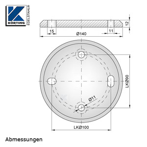 Abmessungen Edelstahl Ronde ø140x12 mm