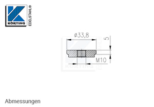 Gewindesscheibe aus Edelstahl mit Innengewinde M10 - Abmessungen