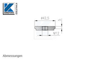 Gewindesscheibe aus Edelstahl mit Innengewinde M12 - Abmessungen