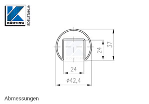 Edelstahl Nutrohr 42,4 x 1,5 mm, Abmessungen