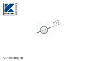 Edelstahl Rundmaterial 12 mm Korn 600 geschiffen - Abmessung