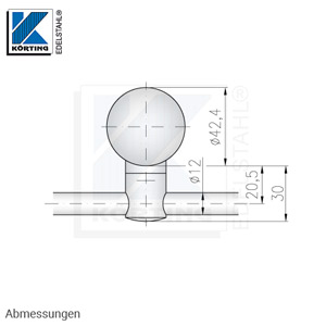 Edelstahl Stabhalter - an Rohr ø42,4 mm für Rd 12 mm - Abmessungen Edelstahl Stabhalter - an Rohr ø42,4 mm für Rd 12 mm - Abmessungen