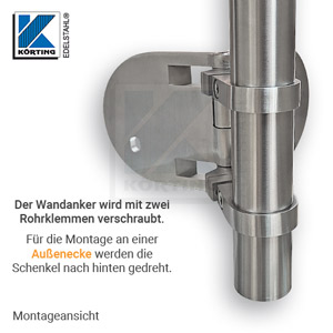Wandanker für Eckpfosten aus Rohr ø42,4 mm für seitliche Montage an Außenecke