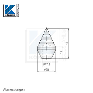 Edelstahl Zierstück Kegel mit Sackloch ø12,1 mm - Abmessungen