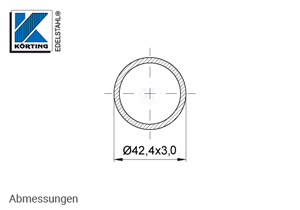 Edelstahlrohr 42,4x3,0 mm - Maßzeichnung Edelstahlrohr 42,4x3,0 mm - Maßzeichnung