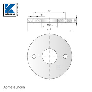 Abmessungen Edelstahl Ronde 121x10 mm