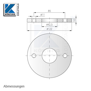 Abmessungen Edelstahl Ronde 122x10 mm