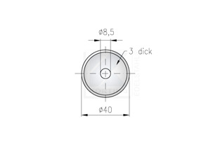 Edelstahlronde 40x3 mm mit Loch 8,5 mm