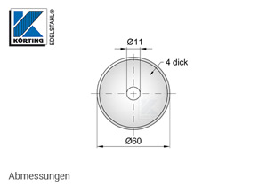 Edelstahlronde 60x4 mm mit Loch 11 mm - Abmessungen